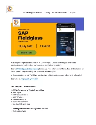 sap fieldglass online training attend demo