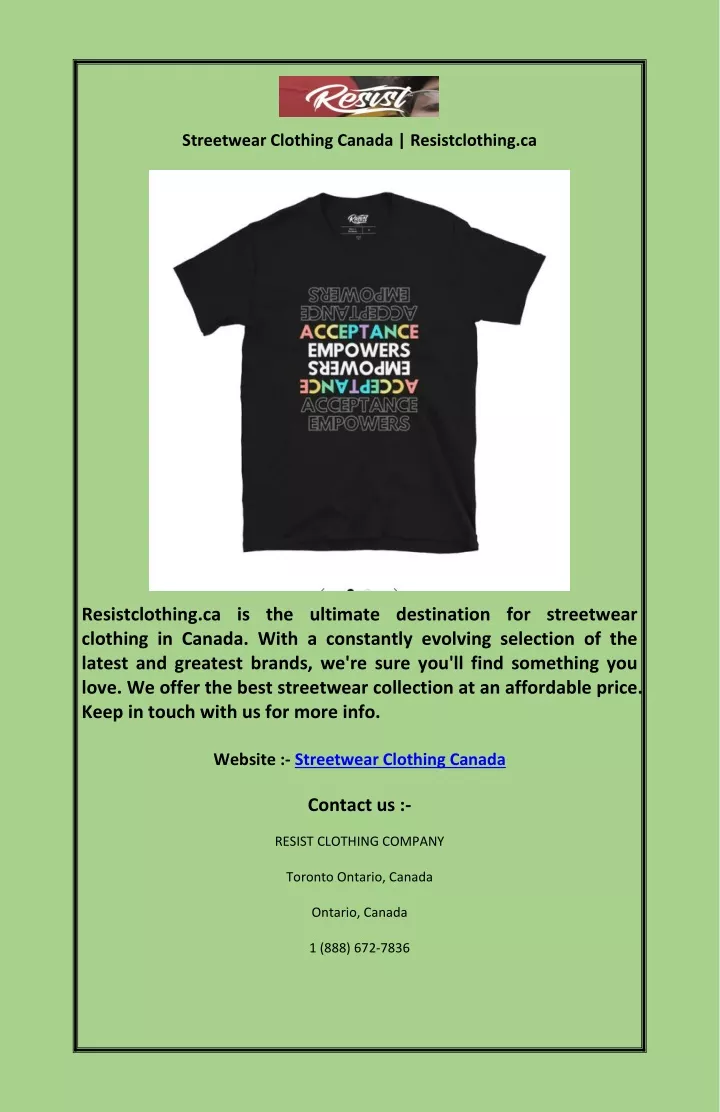 streetwear clothing canada resistclothing ca