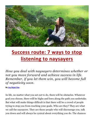 Success route 7 ways to stop listening to naysayers