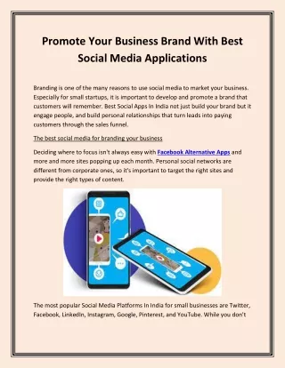 Promote Your Business Brand With Best Social Media Applications