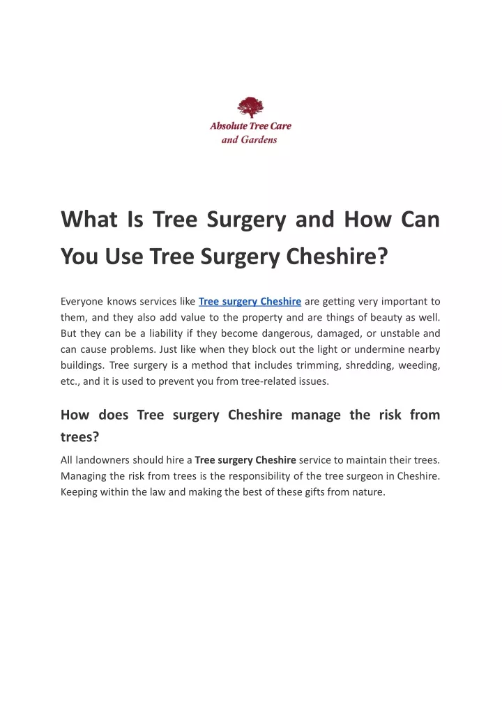 what is tree surgery and how can you use tree