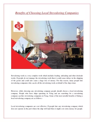 Benefits of Choosing Local Stevedoring Companies