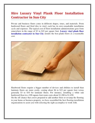 Hire Luxury Vinyl Plank Floor Installation Contractor in Sun City