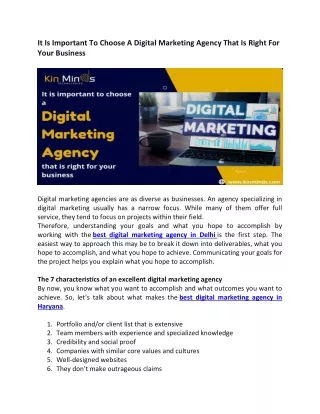 It Is Important To Choose A Digital Marketing Agency That Is Right For Your Business