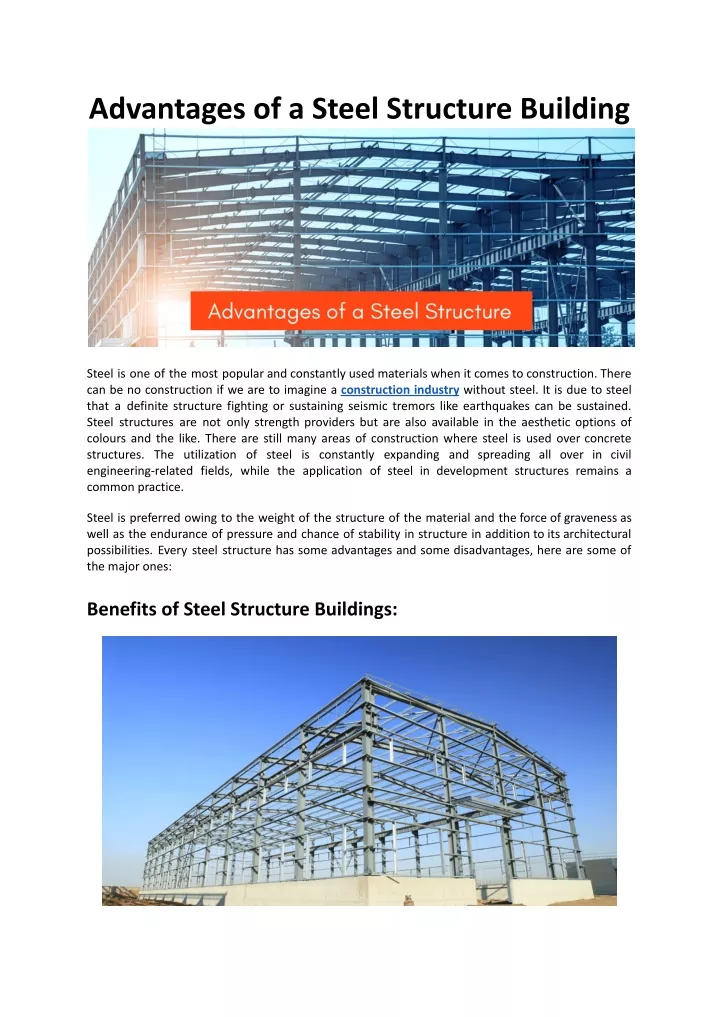 advantages of a steel structure building