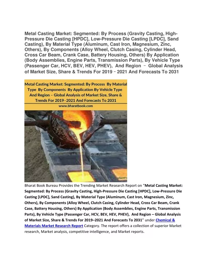 metal casting market segmented by process gravity
