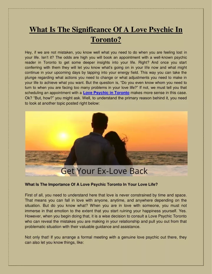 what is the significance of a love psychic