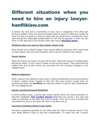 Different situations when you need to hire an injury lawyer-hanfliklaw.com