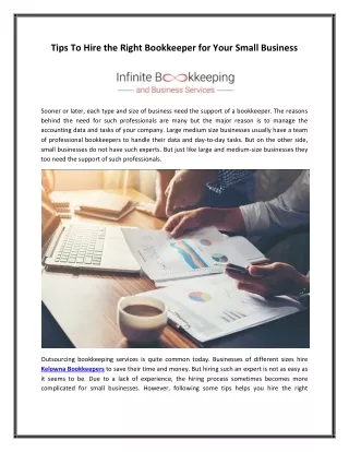Tips To Hire the Right Bookkeeper for Your Small Business