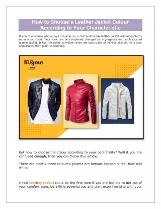 how to choose a leather jacket colour according