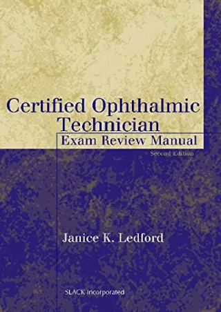 EBOOK Certified Ophthalmic Technician Exam Review Manual The Basic Bookshelf