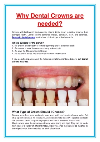 why dental crowns are needed