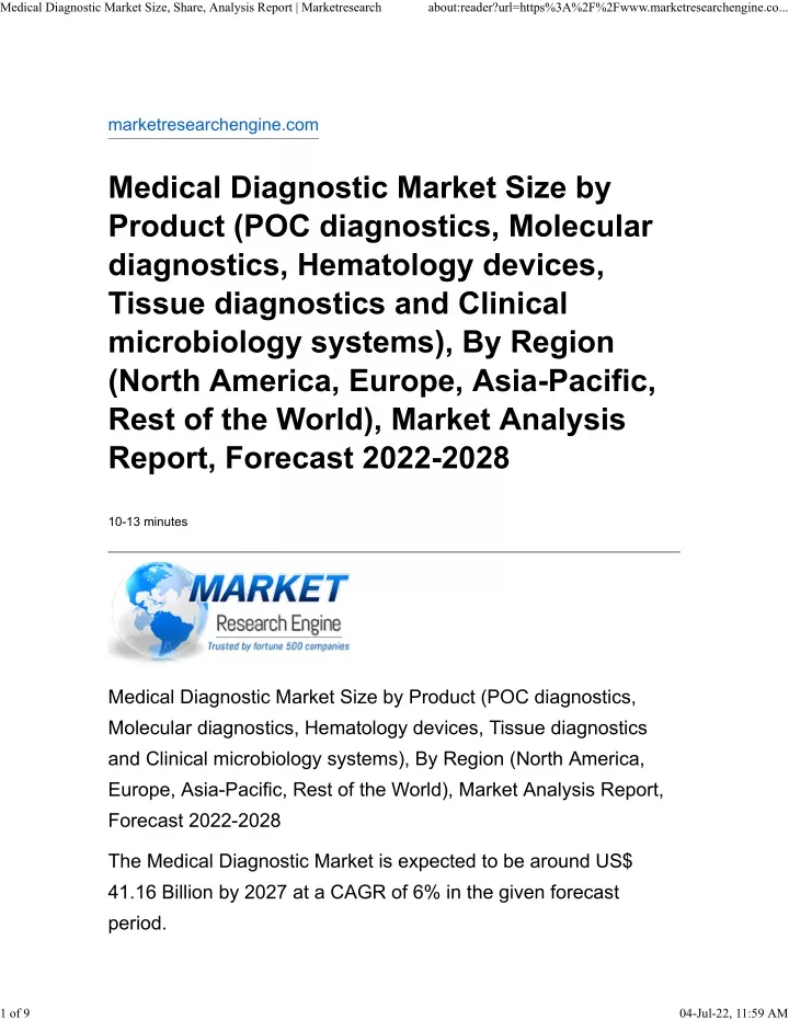 medical diagnostic market size share analysis