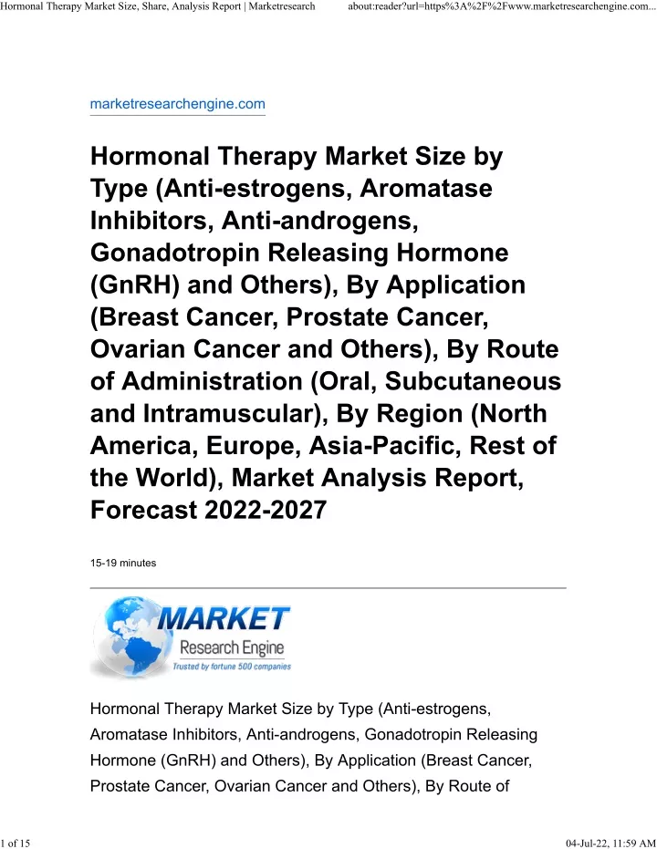hormonal therapy market size share analysis