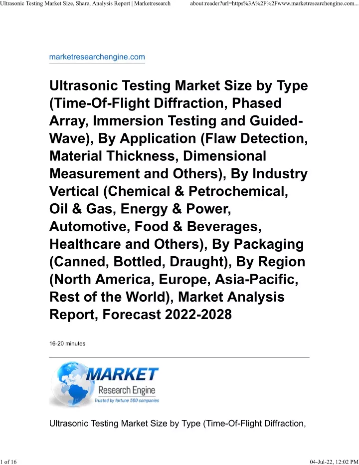 ultrasonic testing market size share analysis