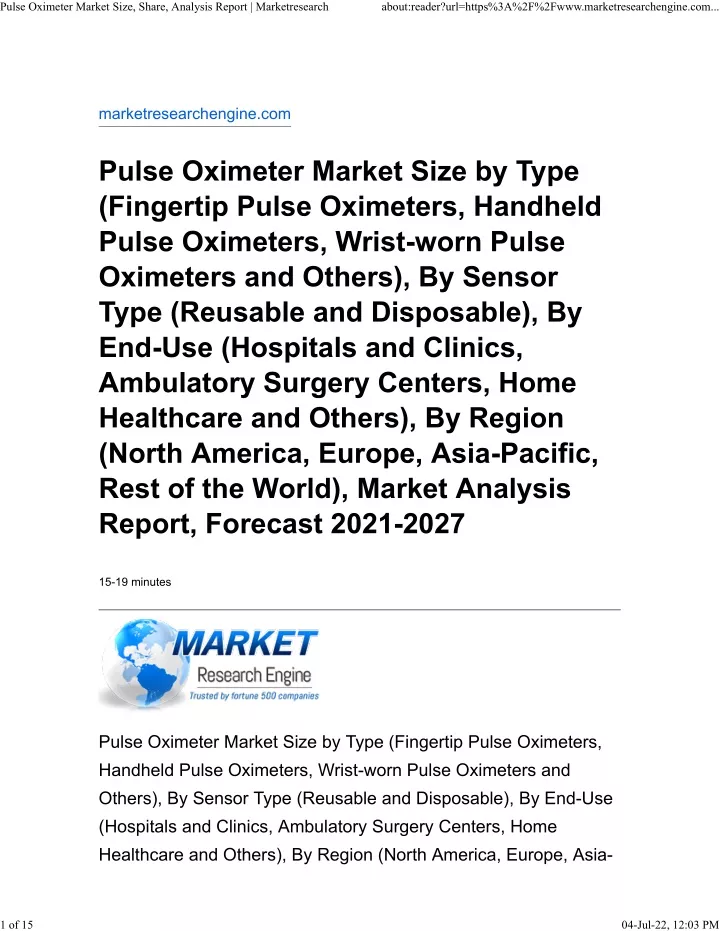 pulse oximeter market size share analysis report