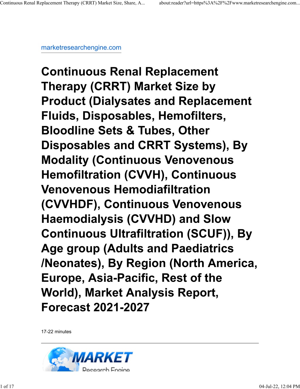 PPT - Continuous Renal Replacement Therapy (CRRT) Market PowerPoint ...