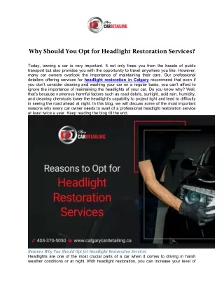 why should you opt for headlight restoration