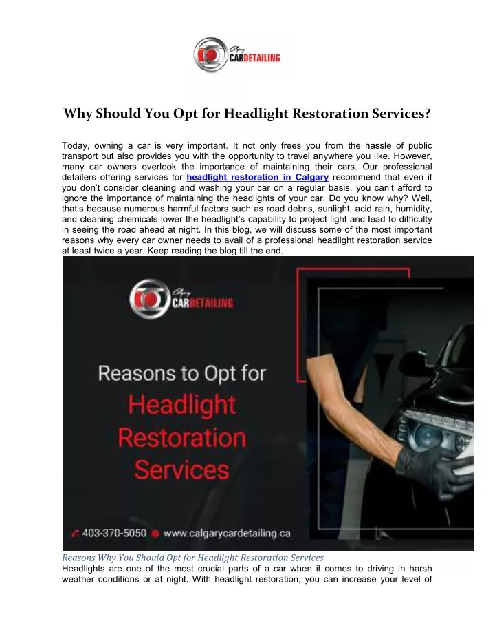 why should you opt for headlight restoration