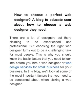 How to choose a perfect web designer