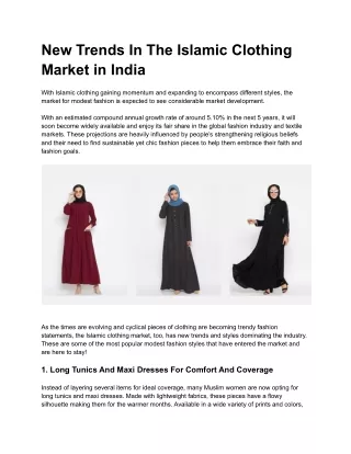 New Trends In The Islamic Clothing Market in India