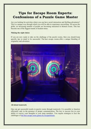tips for escape room experts confessions