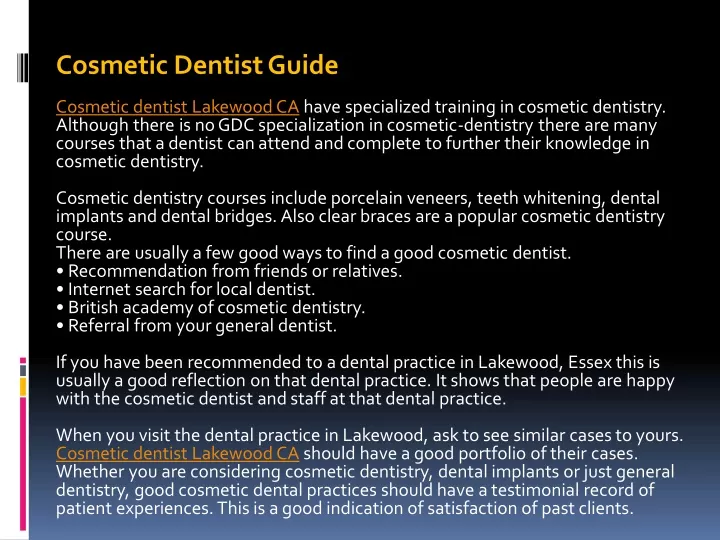 cosmetic dentist guide