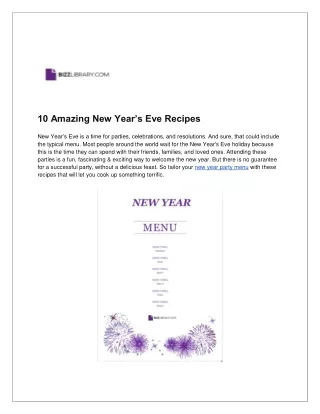 10 Amazing New Year’s Eve Recipes - Bizzlibrary