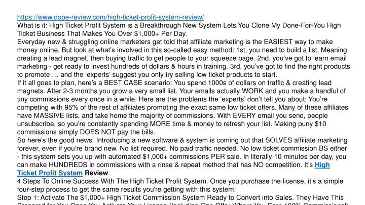 https www dope review com high ticket profit