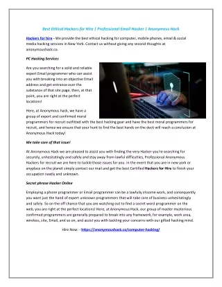 best ethical hackers for hire professional email