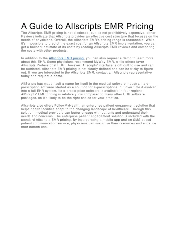 a guide to allscripts emr pricing the allscripts