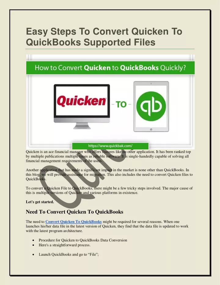 easy steps to convert quicken to quickbooks