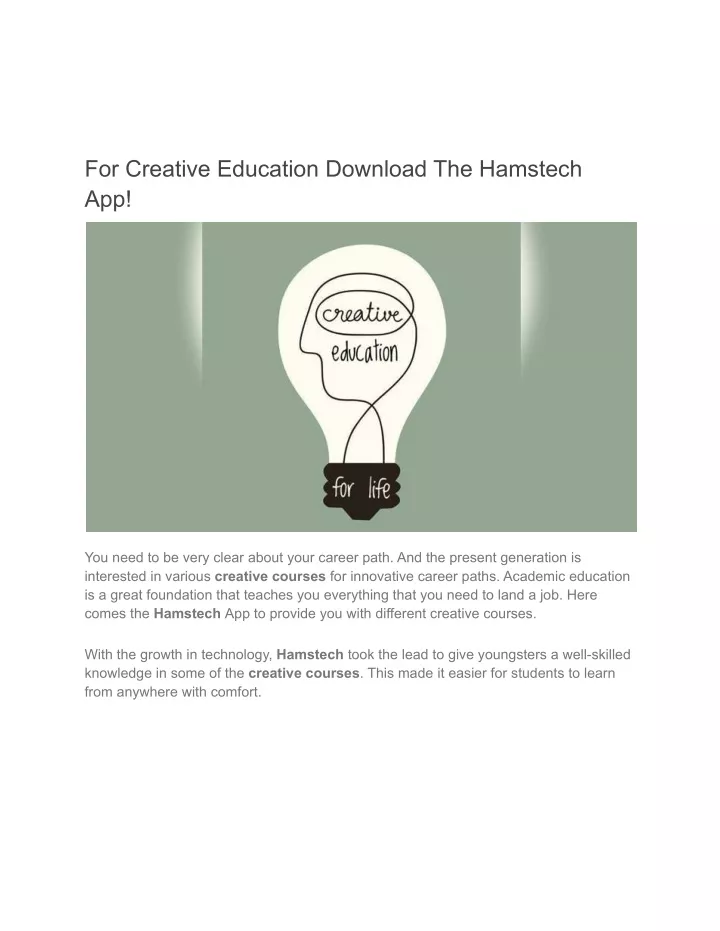 for creative education download the hamstech app
