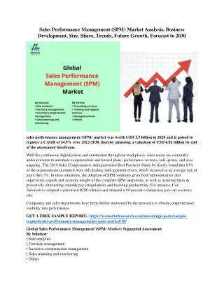 Sales Performance Management (SPM) Market Analysis, Business Development