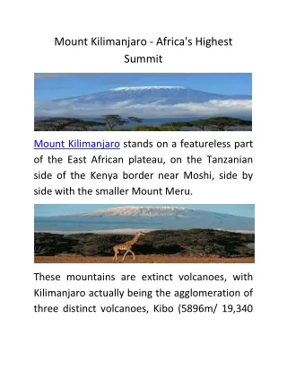 Mount Kilimanjaro - Africa's Highest Summit