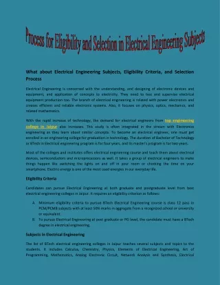 what about electrical engineering subjects