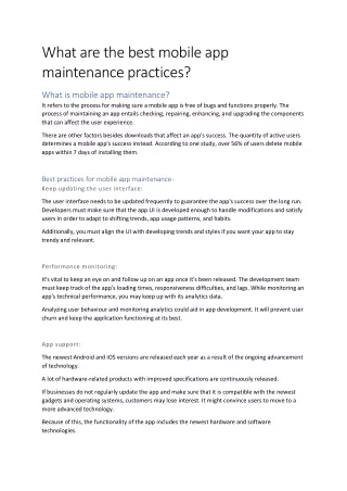 what are the best mobile app maintenance practices