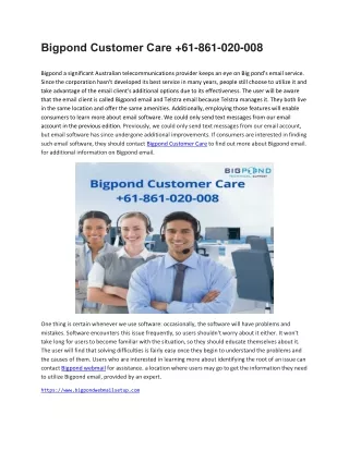 Bigpond Customer Care  61-861-020-008