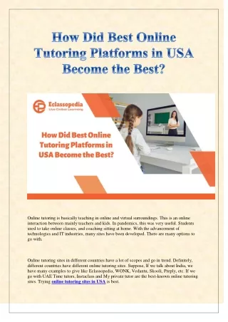 online tutoring is basically teaching in online