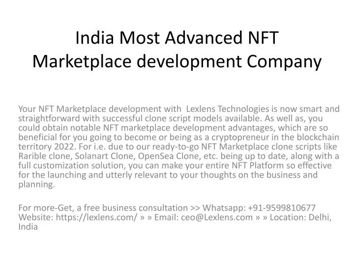 india most advanced nft marketplace development company