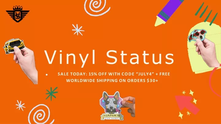 vinyl status sale today 15 off with code july4 free worldwide shipping on orders 30