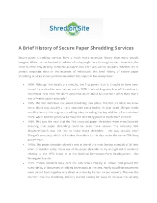 a brief history of secure paper shredding services