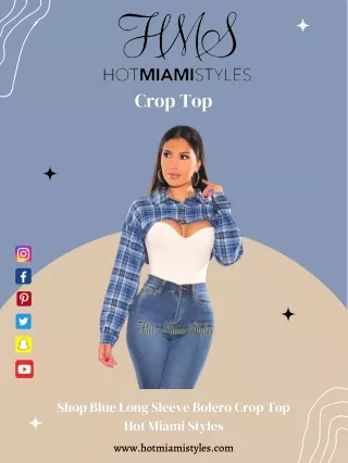Shop Blue Long Sleeve Bolero Crop Top – Hot Miami Styles