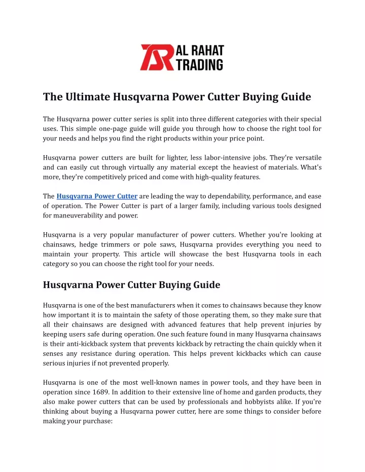 the ultimate husqvarna power cutter buying guide