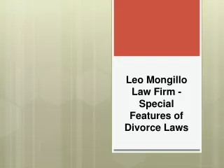 Leo Mongillo Law Firm - Special Features of Divorce Laws