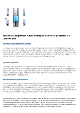 your worst nightmare about hydrogen rich water