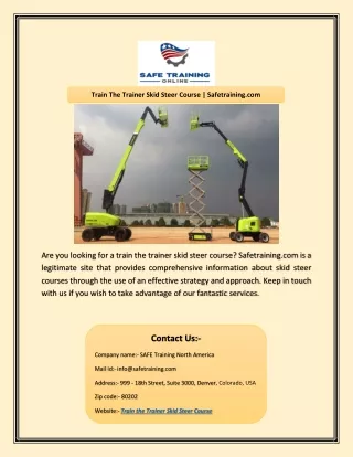 train the trainer skid steer course safetraining