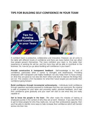tips for building self confidence in your team