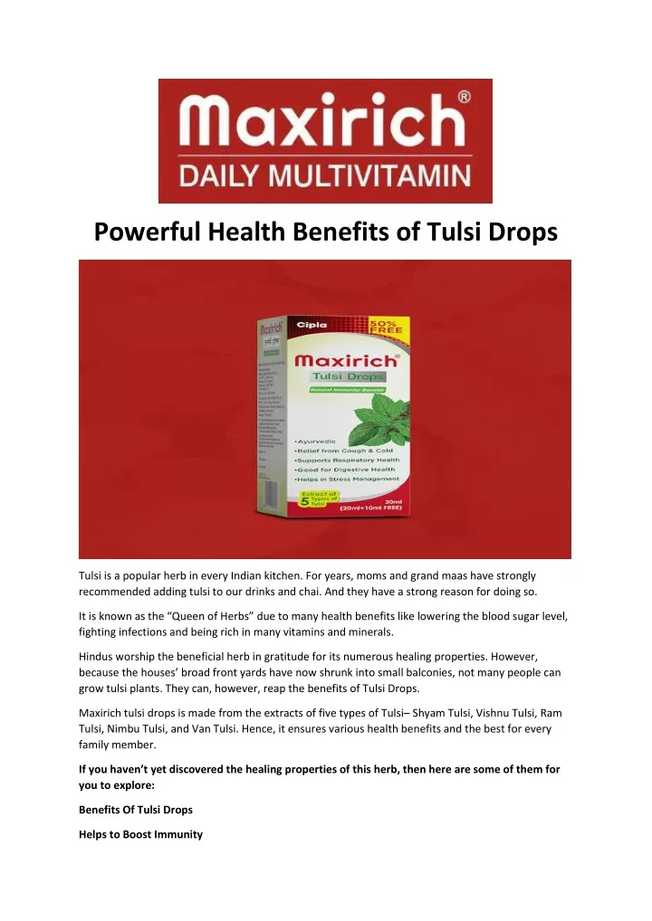 powerful health benefits of tulsi drops