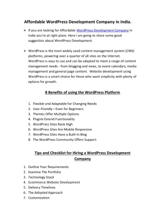 affordable wordpress development company in india